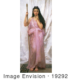 #19292 Photo Of A Woman Holding A Staff Young Priestess By William-Adolphe Bouguereau