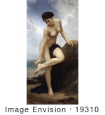 #19310 Photo Of A Nude Woman Leaning On A Rock After The Bath By William-Adolphe Bouguereau