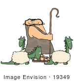 #19349 Sheep Dinosaur Shepherd Caveman Clipart