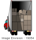 #19354 Boxes Stacked In A Delivery Truck Clipart