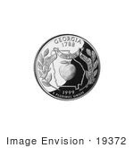 #19372 Stock Photography Of A Peach And State Outline On The Georgia State Quarter