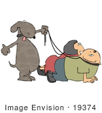 #19374 Dog Walking Its Owners On Leashes Clipart