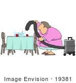 #19381 Lazy Housewife Using A Shop Vac To Suck Up The Dishes And Leftovers Off Of A Dinner Table Clipart