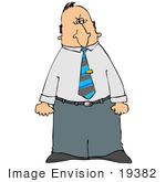 #19382 Mad Business Man Holding His Clenched Fists At His Side Clipart