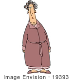 #19393 Woman In A Robe Her Hair In Curlers Clipart