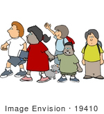 #19410 School Children And A Dog On Their Way To School Clipart