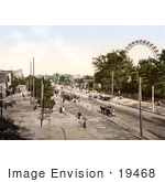 #19468 Stock Photo Of Carriages And People Near The Riesenrad Ferris Wheel In The Wurstelprater Amusement Park Vienna Austria