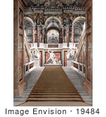 #19484 Photo Of The Marble Walled Staircase And Statues In The Museum Of Arts In Vienna Austria