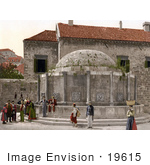 #19615 Photo Of People At Onofrio’S Fountain In Dubrovnik Ragusa Croatia