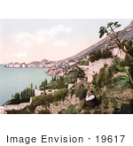 #19617 Photo Of A Lone Man Near Dubrovnik Ragusa On The Adriatic Sea In Croatia