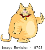 #19753 Chubby Orange Ginger Cat Giving The Thumbs Up Clipart
