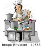 #19863 Chef Man Smoking While Cooking in a Restaurant Kitchen Clipart by DJArt