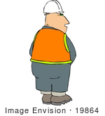 #19864 Middle Aged Male Caucasian Construction Worker Peeing Clipart