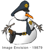 #19879 Clipart Ilustration of a Cop Snowman by DJArt