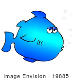 #19885 Blue Fish With Bubbles Clipart Picture