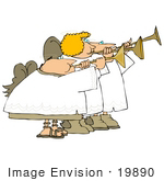 #19890 Angels Blowing Horns Clipart