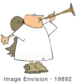 #19892 Male Angel Blowing On A Horn Clipart