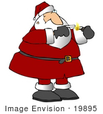 #19895 Santa Claus Lighting A Cigarette Clipart