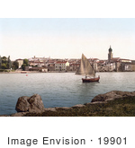 #19901 Stock Picture Of A Sailboat Near Veglia Krk Austro-Hungary
