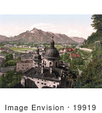 #19919 Stock Picture Of Domes Of The Collegiate Church And Mountains In Salzburg Austria