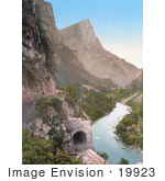 #19923 Stock Picture Of The Train Tunnel Hochstegtunnel And Planspitze Near A River Austro-Hungary