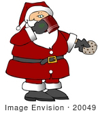 #20049 Santa Eating A Chocolate Chip Cookie And Drinking Milk On Christmas Eve Clipart