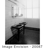 #20087 Stock Photo: Hand Washing Sinks In A Public Restroom At The Richfield Oil Building