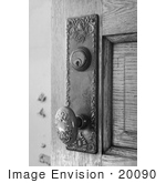 #20090 Stock Photo: Elegant Brass Door Knob And Key Plate At The Union County Courthouse
