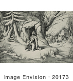 #20173 Stock Photo Of General George Washington Praying In The Snow At Valley Forge
