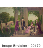 #20179 Stock Photo Of George Washington And Family Welcoming Marquis De Lafayette At Mount Vernon