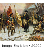 #20202 Stock Photography: General George Washington And Soldiers With Captured Flags