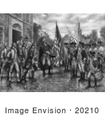 #20210 Stock Photography: George Washington Describing The Flag To Marquis De Lafayette And Soldiers