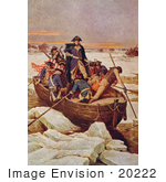 #20222 Stock Photography: George Washington Crossing The Delaware River In A Boat