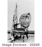 #20245 Historical Stock Photography: Abraham Lincoln’s Cane on a Chair by a Flag by JVPD