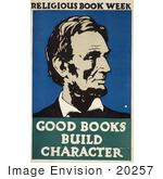 #20257 Historical Stock Photography: Abraham Lincoln On A Vintage Religious Book Week Reading Poster