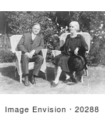 #20288 Historical Stock Photo: Herbert And Lou Hoover Sitting Outdoors In Wicker Chairs On A Sunny Day