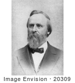 #20309 Historical Photograph Of A Black And White Portrait Of Rutherford B Hayes The 19th President Of The Usa