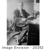 #20352 History Stock Photo Of Warren G Harding 29th American President Working At A Desk
