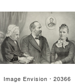 #20366 History Stock Photo Of American President James Garfield His Mother And Wife