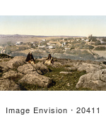 #20411 Historical Stock Photography Of Two People Sitting On Rocks Near Bethany Jerusalem