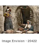 #20422 Historical Stock Photography Of A Female Peasant Making Bread In Syria