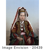 #20439 Historical Stock Photography Of A Little Girl In Traditional Dress In Bethlehem