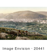 #20441 Historical Stock Photography Of Napulus And Mount Gerizim Napulus Holy Land Nablus West Bank