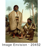 #20452 Historical Stock Photography Of Two Bedouin Shepherds Of Syria Holy Land Holding Rifles