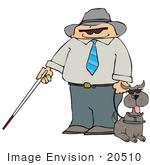 #20510 Clipart Of A Blind Man With A Cane Holding The Leash To His Assistance Dog