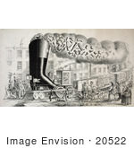 #20522 Historic Stock Photography Of A Train Carrying A Giant Boot And Loads Of Shoes