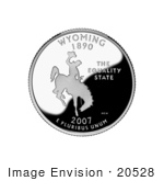 #20528 Stock Photography Of A Cowboy Riding A Bucking Bronco On The Wyoming State Quarter