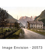 #20573 Historical Photochrome Stock Photography Of A Street And Hotel Bauer Landro Tyrol Austria