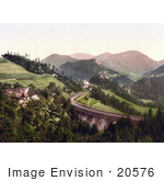 #20576 Historical Photochrome Stock Photography Of The Semmering Railway Der Jagergraben Styria Austria