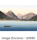 #20580 Historical Photochrome Stock Photography Of Two People In A Boat Achensee Tyrol Austria